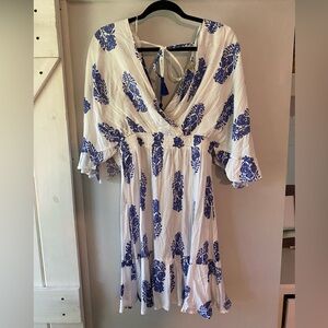 White Dress with Blue Details